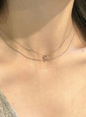 999纯银莫比乌斯环项链女轻奢小众高级感双层叠戴锁骨链生日礼物