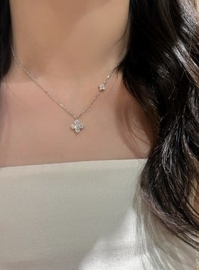 999纯银四叶草项链女款轻奢小众高级2025新款爆款毛衣链生日礼物