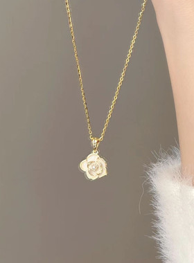 山茶花999纯银项链女士轻奢小众高级2024新款爆款锁骨链生日礼物