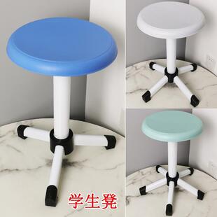实验室学生凳美术凳化验室电脑微机通用教室凳子3脚钢管升降圆凳