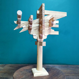 斗拱榫卯积木佛光寺柱头七铺作实木建筑模型拼装教具