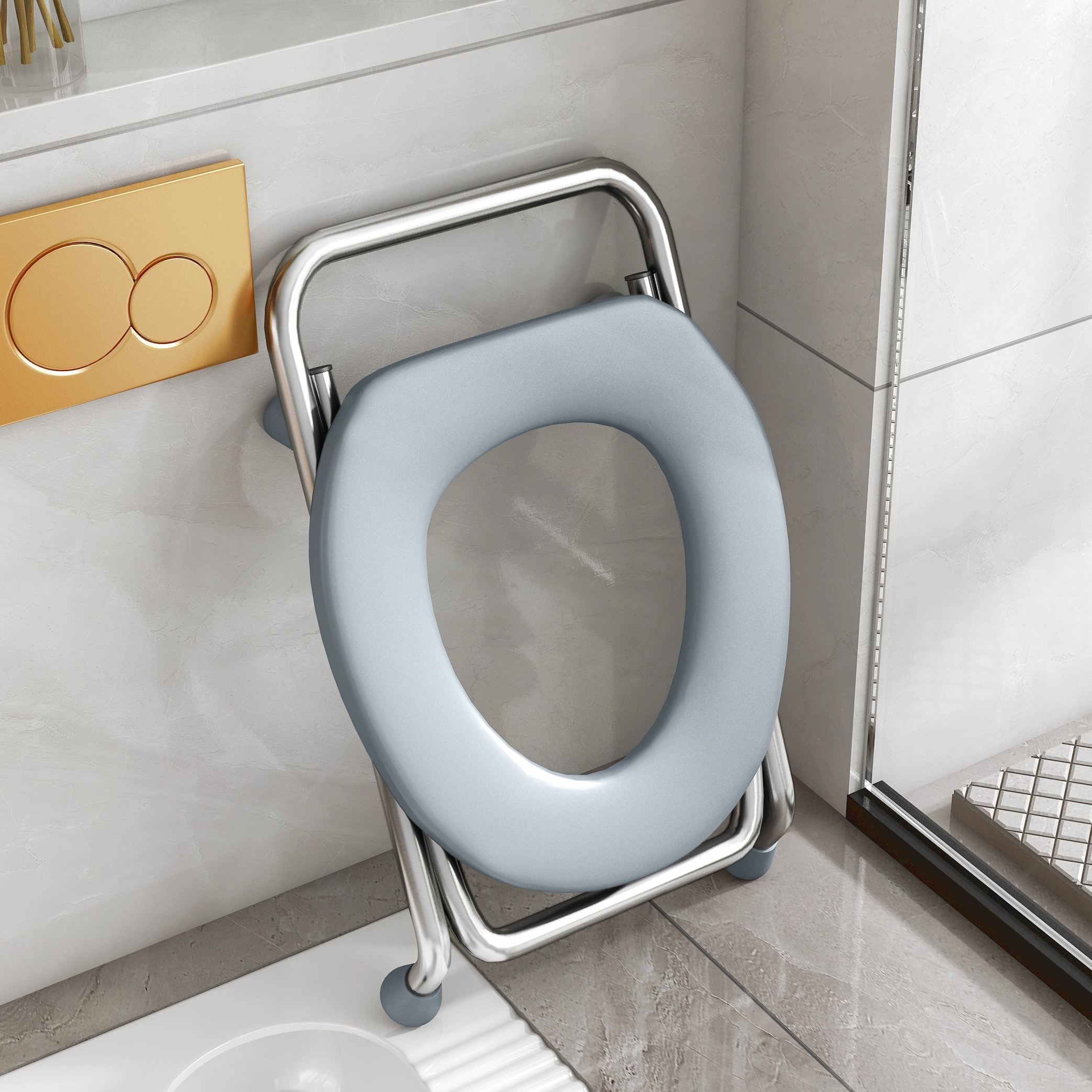 不锈钢坐便凳可折叠防滑承重加强