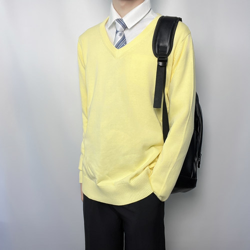 dk日系制服男黄色外穿打底套头