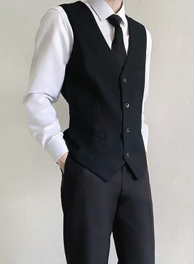 dk制服男黑色西装马甲外套内搭