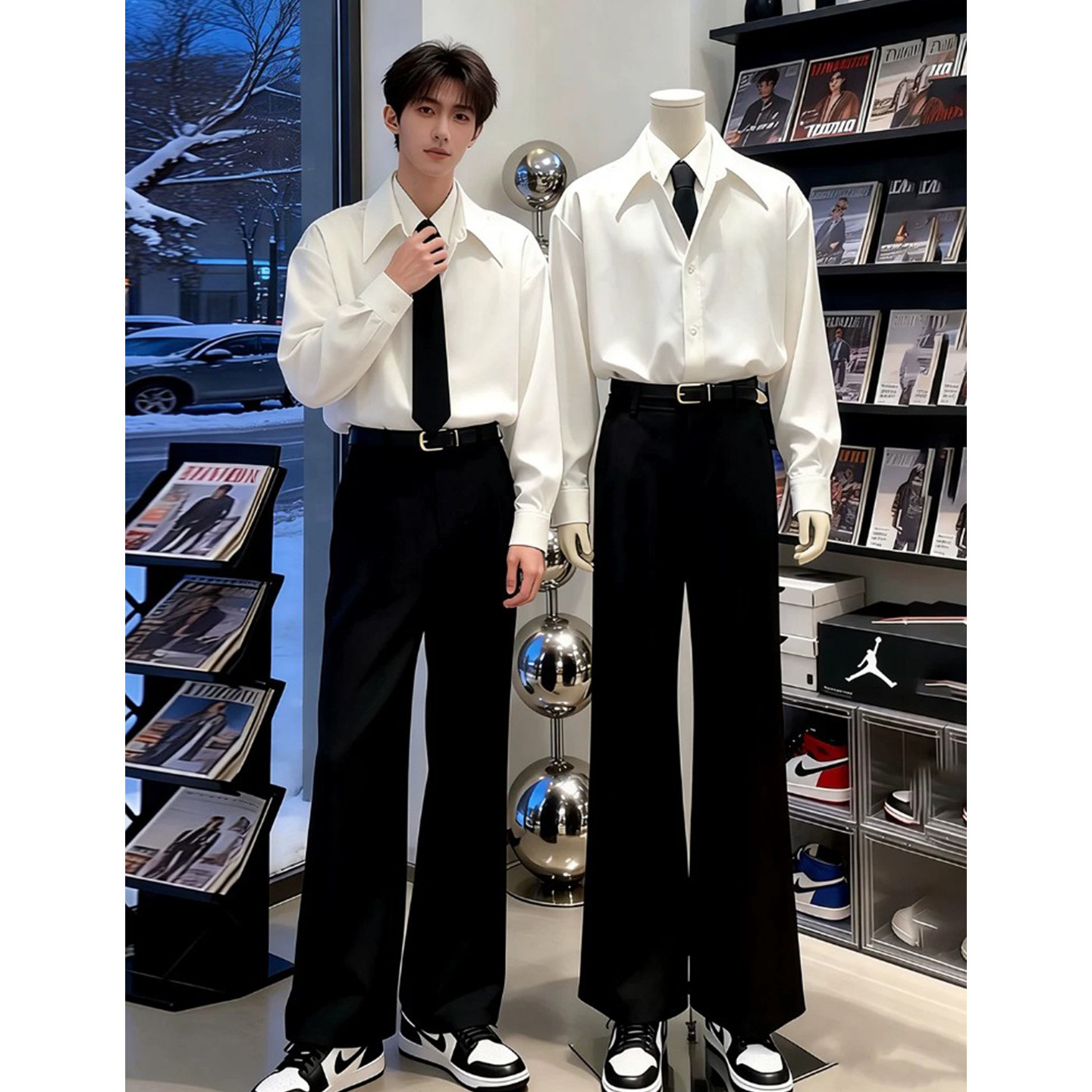 dk制服裤黑色微喇休闲西裤男款秋图片