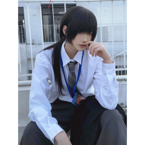 百搭中性风男女白色长袖衬衫高级