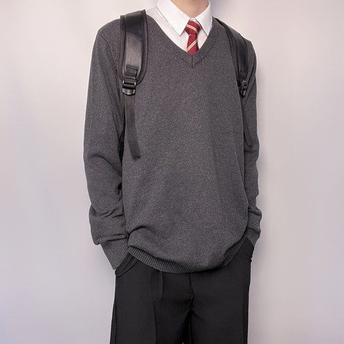 dk日系制服男女深灰外穿打底套头