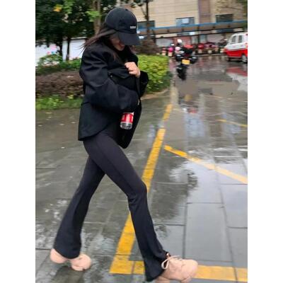 【牛货】groove喇叭裤女黑色运动健身高腰微喇叭长裤外穿瑜伽裤