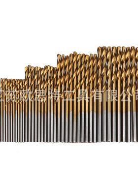 50pc镀钛麻花钻头套装高速钢木材打孔钻头工具直柄木工麻花钻