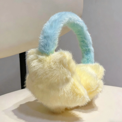 冬季户外骑行保暖耳包毛绒绒撞色五角星耳捂子防寒耳机式耳罩女