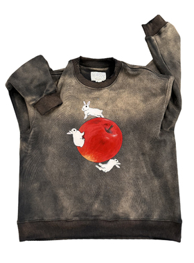 怪味卡通重磅黑色松弛感随性秋冬古着做旧宽松中性盐系潮圆领卫衣