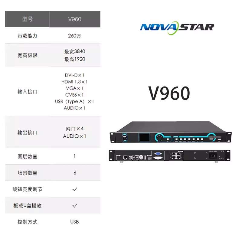 NOVA 诺瓦视频处理器V960室内户外全彩led显示屏拼接器二合一
