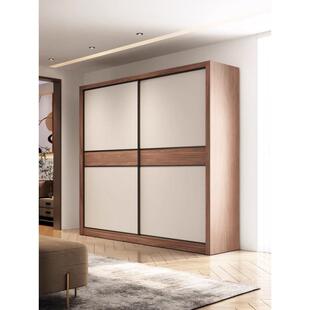 北欧推拉门衣柜现代简约拼色家用卧室收纳柜子经济型大衣橱