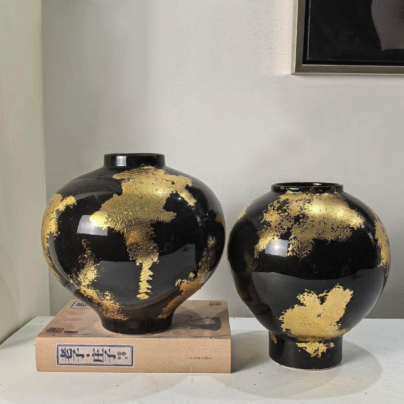 意式轻奢手工贴金箔花瓶摆件样板房民宿客厅玄关电视柜桌面插花器,机械设备,其他机械设备,淘宝优惠券,粉丝福利购,淘宝优惠卷