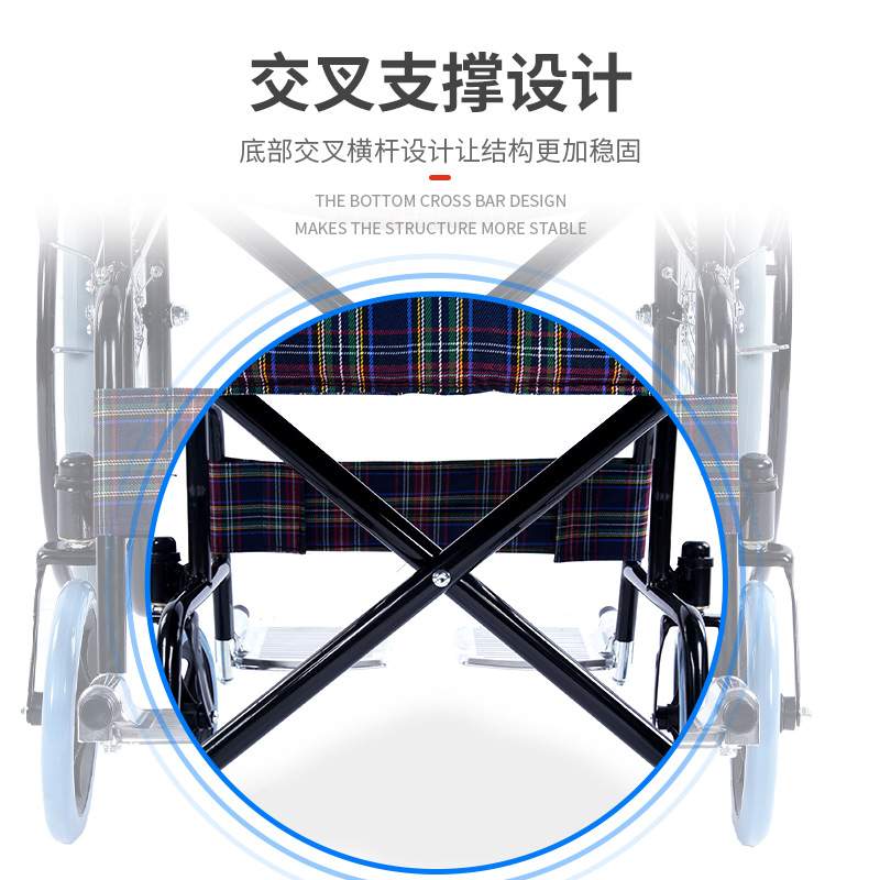 轮椅车轻便可折叠带刹车老年人专用旅行残疾人老人简易手推轮椅车