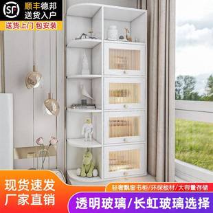 北欧风飘窗柜储物柜书柜转角柜窗台置柜轻奢阳台柜子收纳柜玻璃门
