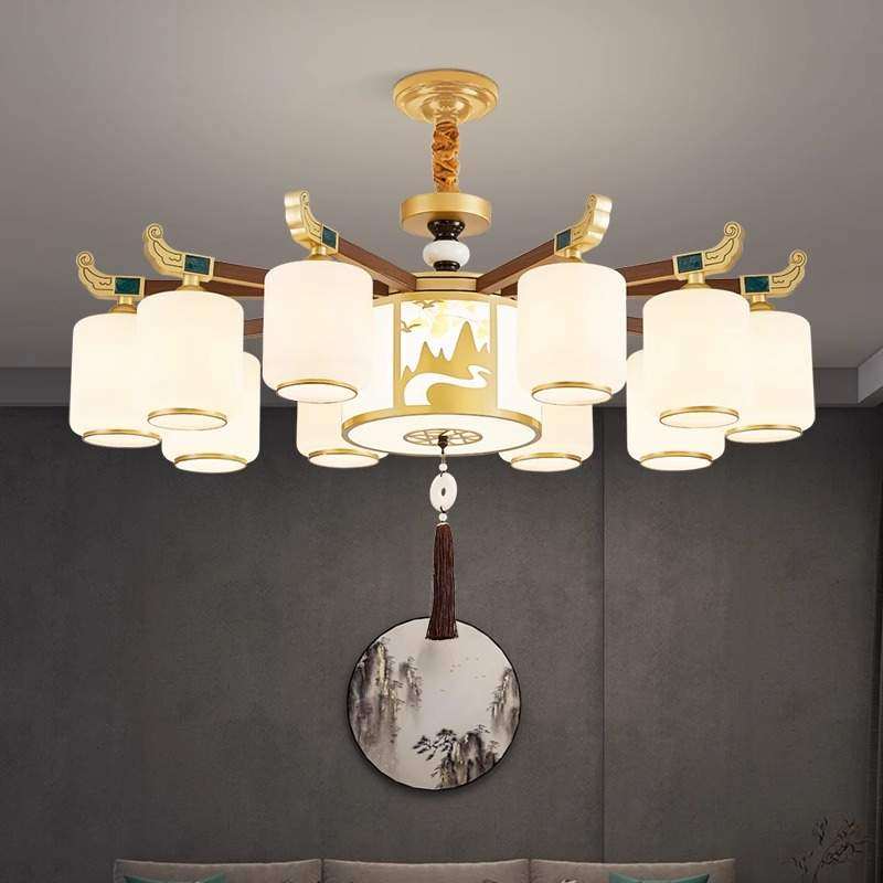 低户型新中式吊灯吸吊两用山峰铁艺中国风禅意客厅灯朝下餐厅灯具