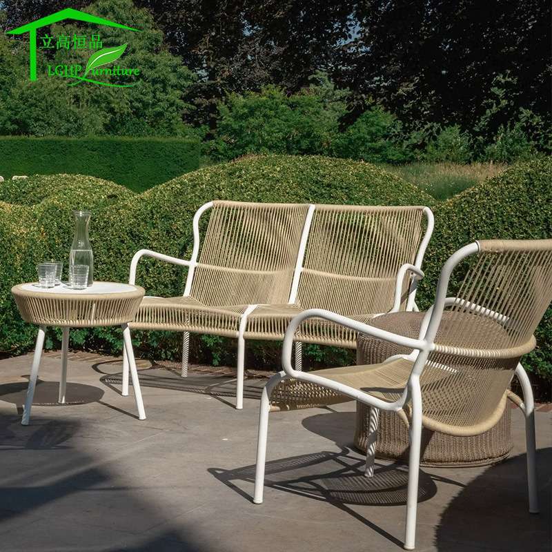 户外藤椅三件套阳台休闲桌椅花园藤编沙发躺椅海景房防水防晒家具