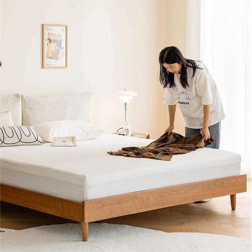 北欧实木简约床1米2单人床樱桃木床榻榻米日式小户型1.8无床头床