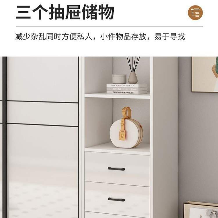 衣柜家用卧室推拉门衣橱简约现代经济型亮面衣柜出租房简易收纳柜