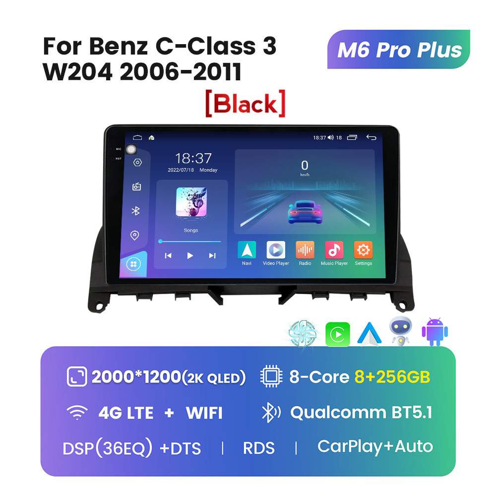 适用于奔驰W204 C180 C200 C220改装安卓大屏中控车机导航M6Pro