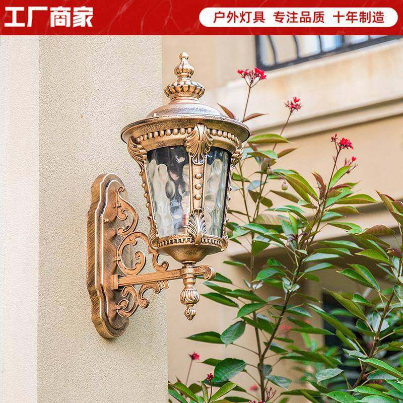 欧式复古户外景观庭院花园别墅阳台灯过道防水荷花墙壁灯LED壁灯