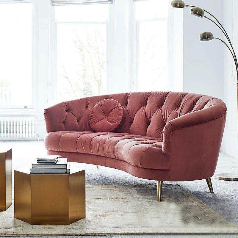 简约现代弧形三人沙发拉扣北欧轻奢网红小户型客厅服装店单人沙发