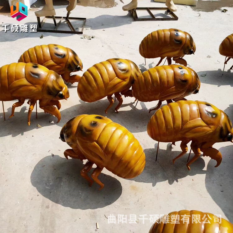 玻璃钢仿真昆虫动物大型彩绘知了蝉猴雕塑户外园林景观装饰摆件