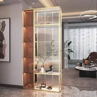入户玄关带灯发光隔断柜客厅进门置物架酒柜屏风简约钢化玻璃餐边