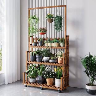 花架绿萝吊兰多层可移动置物架阳台客厅室内阶梯落地式花架子实木