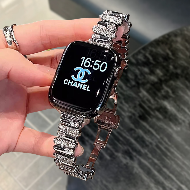 iwatchs11不锈钢镶钻金属女表链