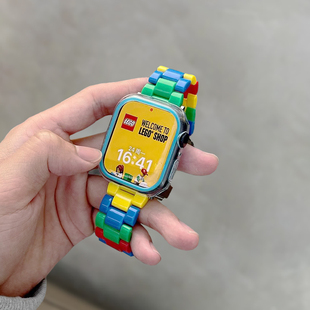 苹果手表表带适用S10乐高拼色DIY三株表带applewatch987ultra se2