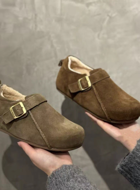 S路花语断码特价冬舒适百搭加绒勃肯鞋女懒人一脚蹬单鞋80-3568-1