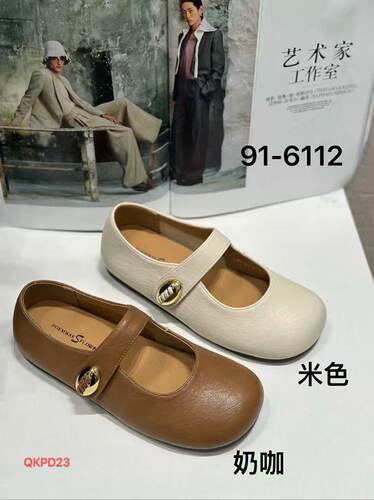 S路花语断码特价款真皮女鞋圆头平底休闲乐福鞋女百搭单鞋91-6112