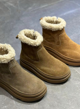 S路花语断码特价冬新款真皮雪地靴女保暖羊羔毛大棉鞋短靴80-2035