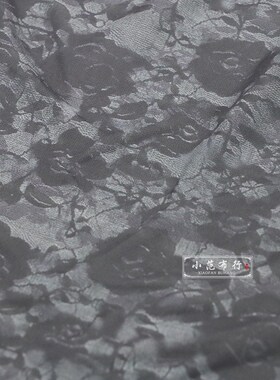 深灰色晕染玫瑰印花雪纺布料 加捻垂坠感旗袍复古连衣裙服装面料