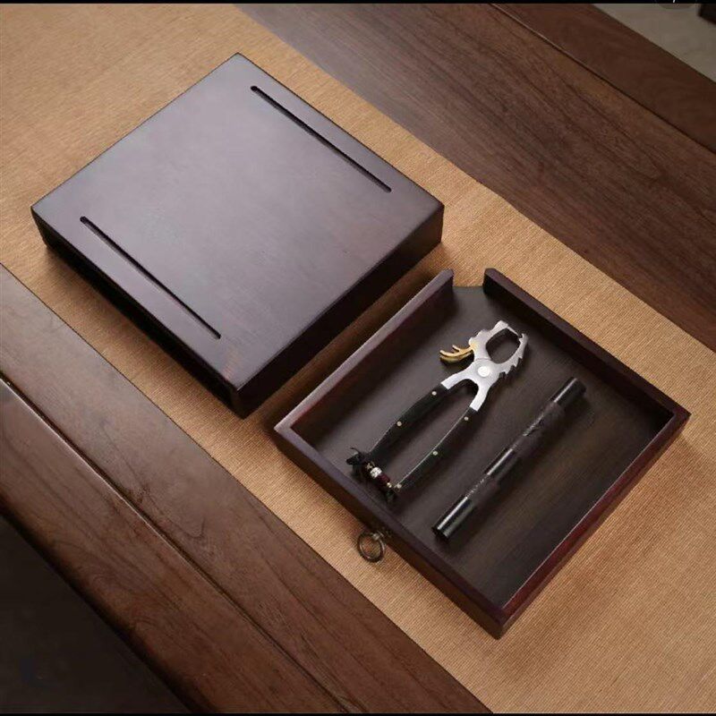 普洱茶饼防潮一双层收纳盒不锈钢茶钳实木分茶盘茶针开茶器分茶盒