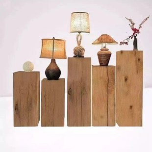 原木根雕实木木墩子展示地台底座方形立柱服装 展示架产品陈列展柜