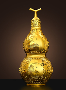 铜葫芦摆件铜八卦开盖空心葫芦挂件家居玄关中式五帝钱化门对门