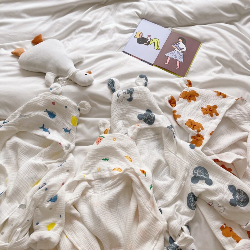 柔软 纱布儿童浴袍 纯棉四六层加厚男女孩带帽浴衣防感冒睡袍亲肤