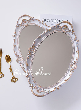 北欧轻奢复古镜面托盘家用放茶杯化妆品甜品展示盘首饰品拍照道具