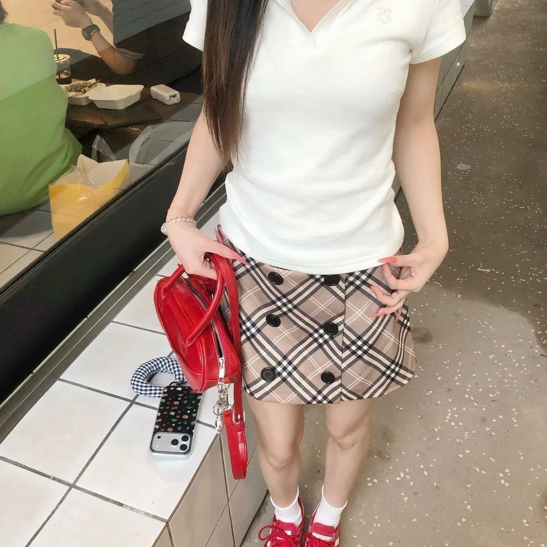 复古学院风高腰格纹短裙女春秋新款韩系百搭防走光a字显瘦半身裙