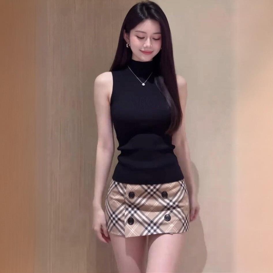 格纹半身裙女夏季新款辣妹性感低腰修身显瘦A字包臀外穿短裙子