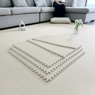 2026大块棉麻拼接地垫地毯卧室奶油风客厅地板块儿童爬爬垫60*60c