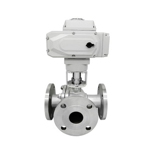 Q944F 16P不锈钢电动三通球阀DN80法兰304电动L型三通阀门DN65
