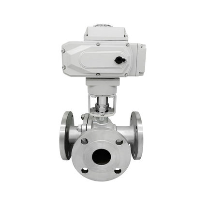 Q944F-16P不锈钢电动三通球阀DN80法兰304电动L型三通阀门DN65 50