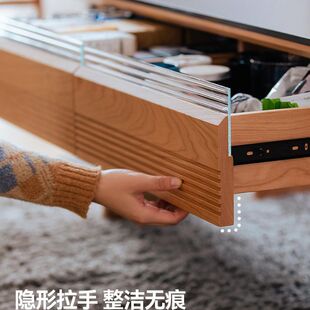 简约家用小户型茶几实木阳台长桌餐桌客厅樱桃木中式岩板茶桌边几