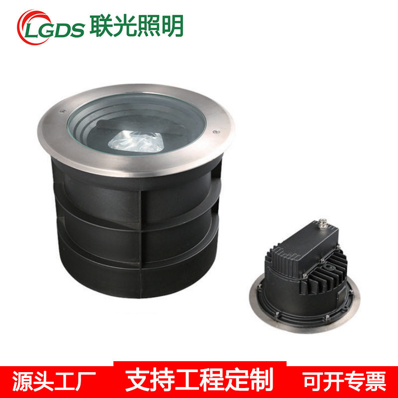 LED偏光地埋灯30W户外防水嵌入式偏光灯圆形COB埋地灯外墙投射灯