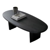 诧寂风黑色实木茶几简约家用设计师款 小茶台中古民宿原木茶几桌