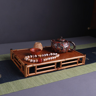 梅鹿斑竹竹制干泡台 全竹茶具收纳托盘 壶承 工艺品托盘竹制品